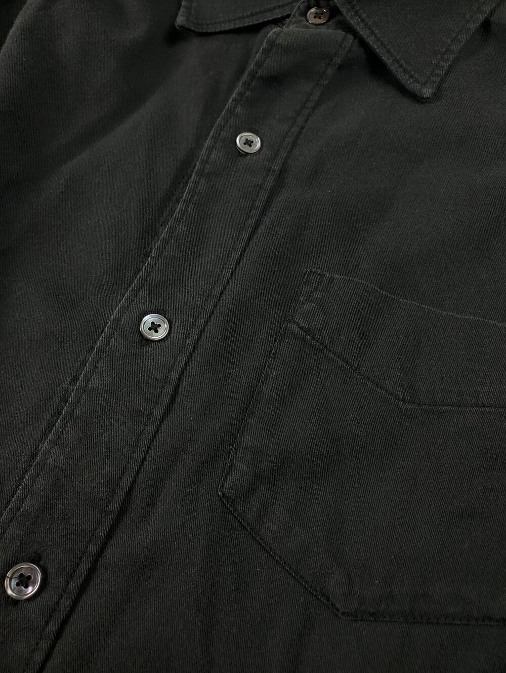Buck Mason Draped Twill One Pocket Shirt Small Black Long Sleeve Button Up Solid - Picture 6 of 10